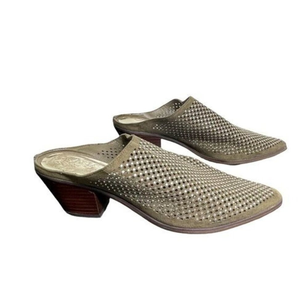 Carlos by Carlos Santana Penny Olive Perforated Pointed Toe Mules Size 6.5M